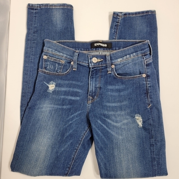 Express Womens Mid Rise Cropped Skinny Stretch Jeans in a Size 2R - Picture 1 of 13